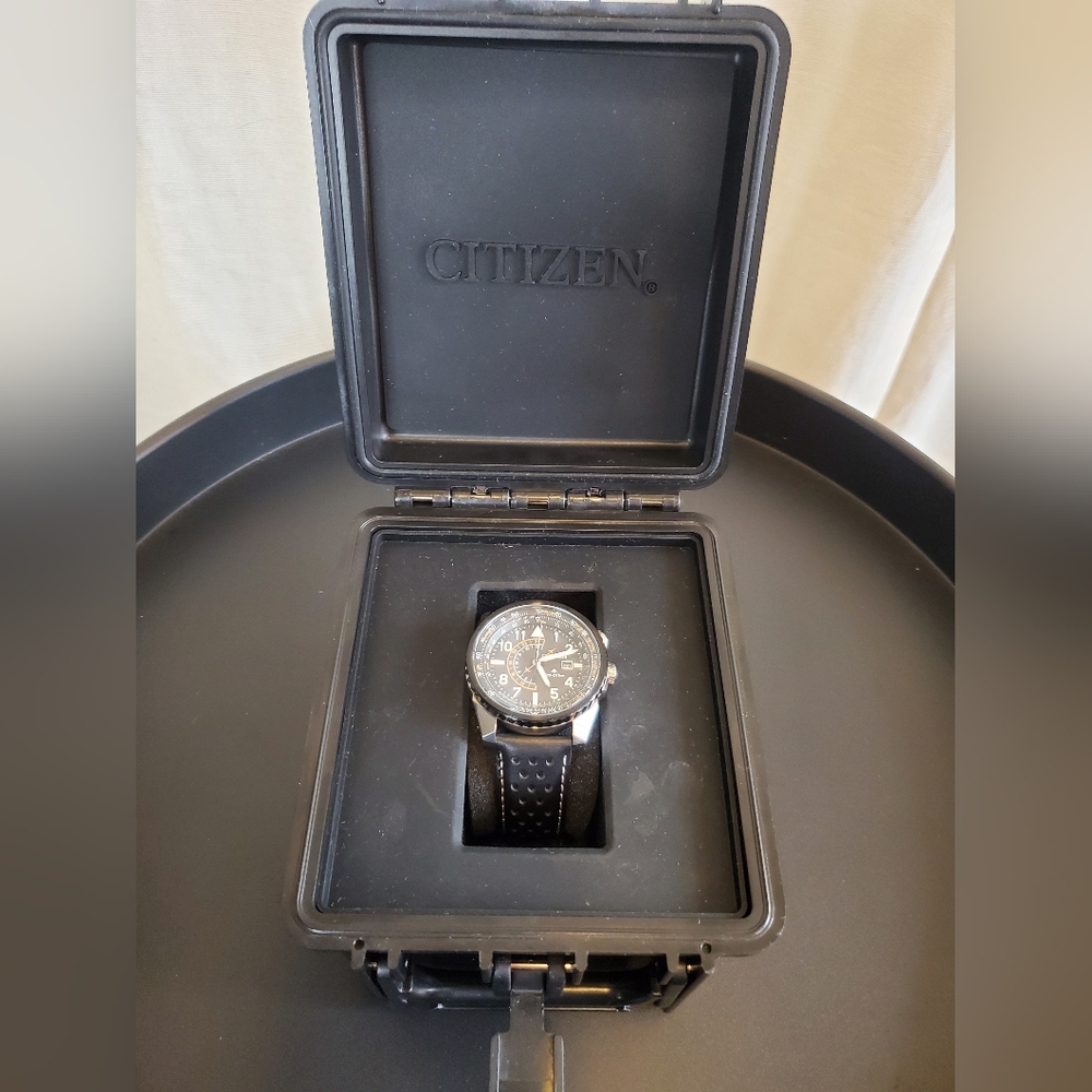 Citizen Black Men's Watch with Black Leather Strap